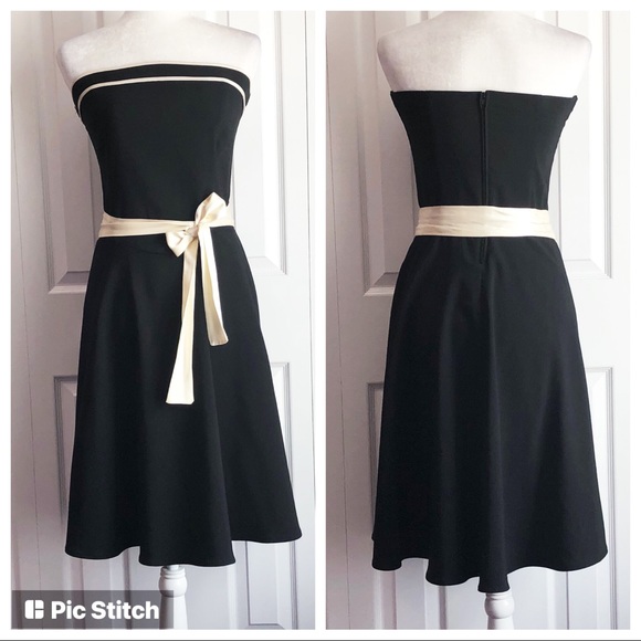 Vintage Ruby Rox Juniors' Black & Ivory Strapless Dress - Picture 1 of 16